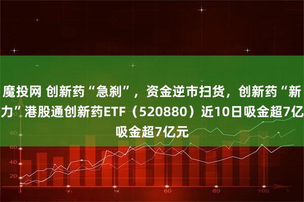 魔投网 创新药“急刹”，资金逆市扫货，创新药“新势力”港股通创新药ETF（520880）近10日吸金超7亿元